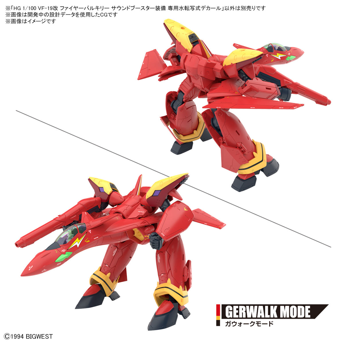 HG 1/100 VF-19 CUSTOM FIRE VALKYRIE WITH SOUND BOOSTER WATER DECALS