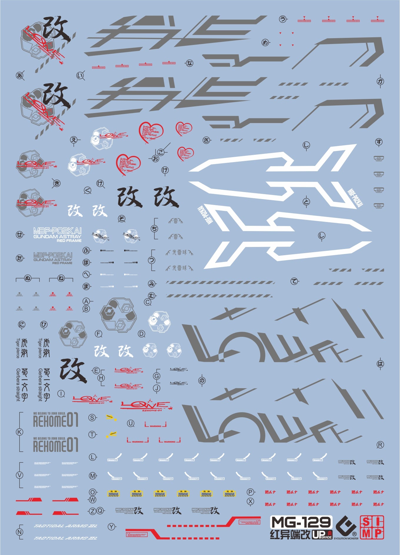 EVO MG Gundam Astray Red Frame Kai UV Water Decal