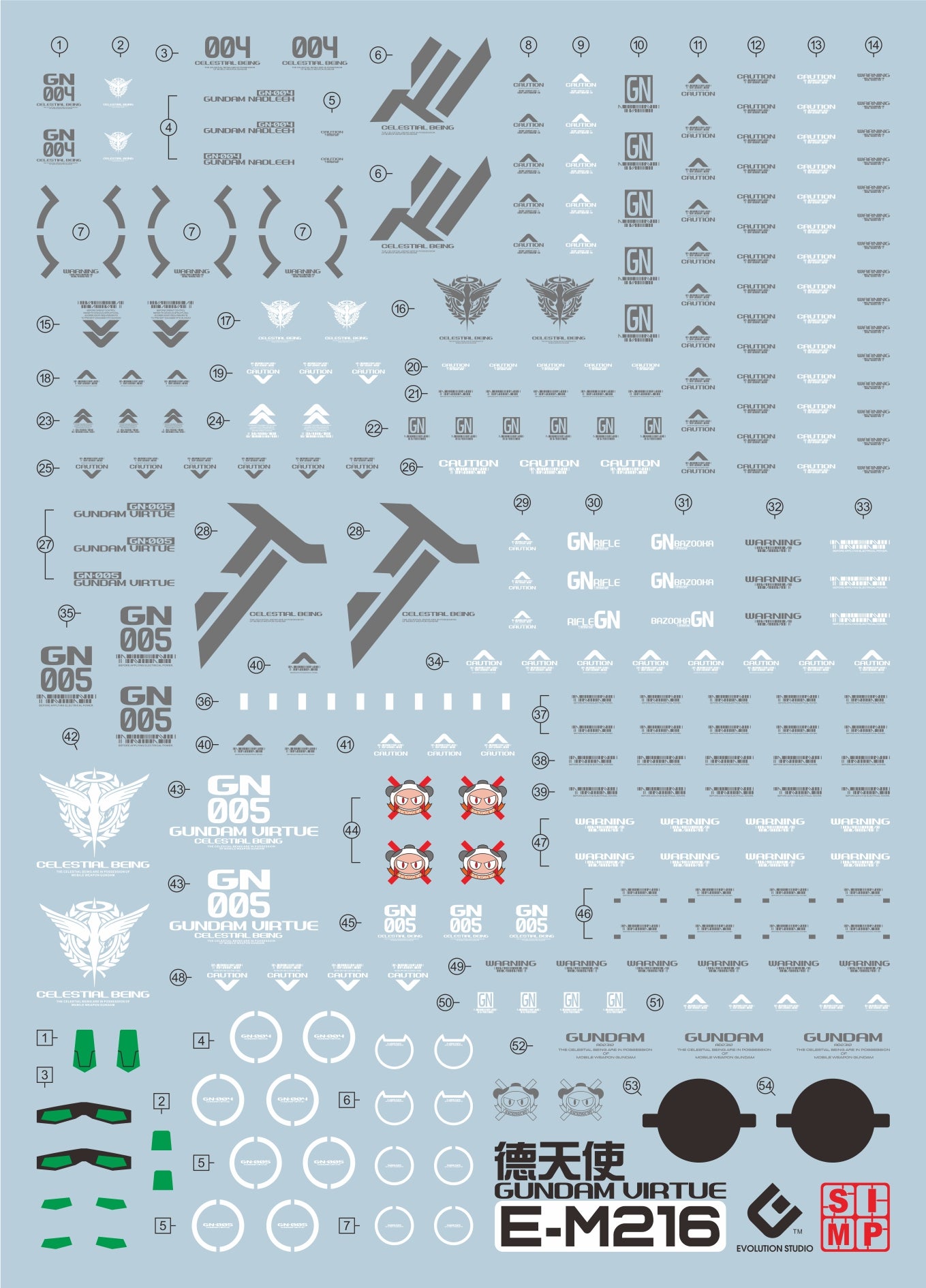 EVO MG Gundam Virtue UV Water Decal