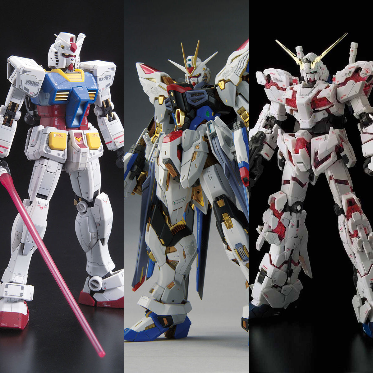 Bundle of MGEX Striker Freedom + RG RX78 + RG Unicorn Gundam