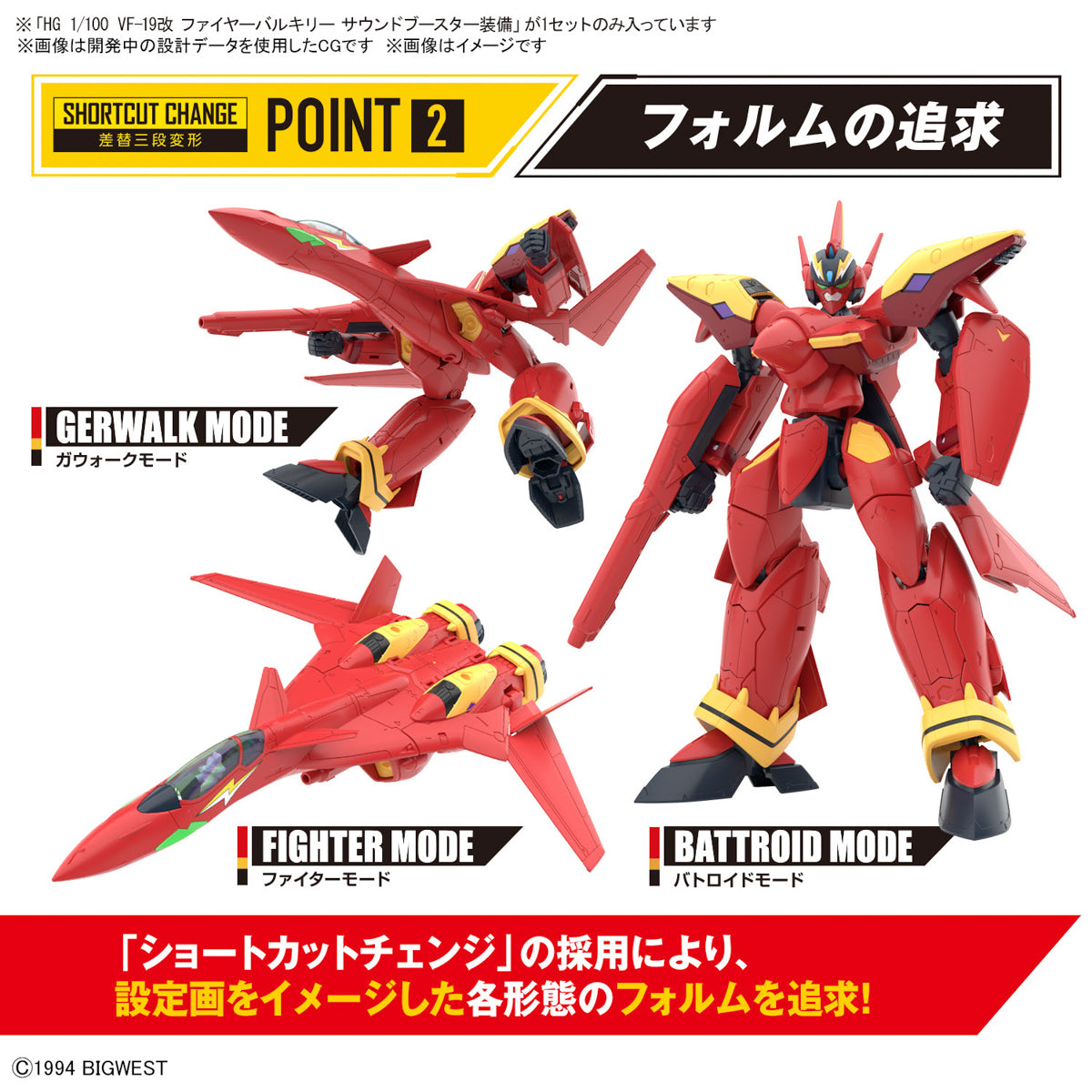 HG 1/100 VF-19 CUSTOM FIRE VALKYRIE WITH SOUND BOOSTER