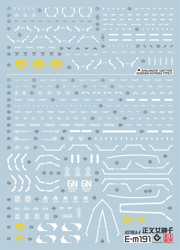 EVO MG Gundam Astraea Type-F + Avalanche Unit UV Water Decal