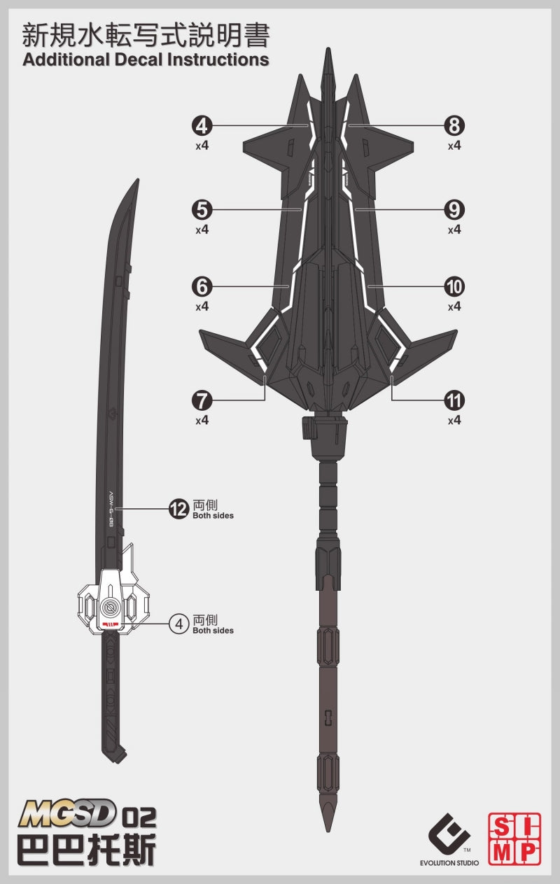 EVO MGSD Gundam Barbatos UV Water Decal