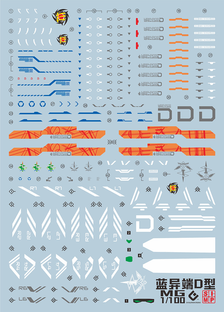 EVO MG Gundam Astray Blue Frame D UV Water Decal