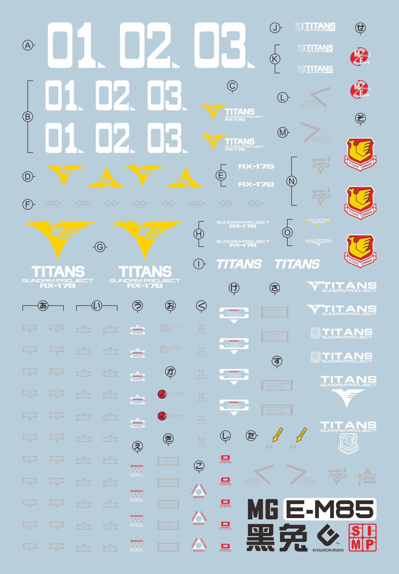 EVO MG Gundam MK-II Titan UV Water Decal