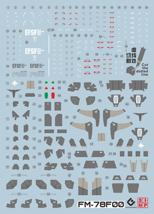 EVO 1/100 RX-78F00 Gundam UV Water Decal