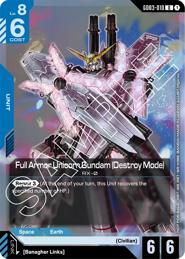 GD03-010 U+ 1 Full Armor Unicorn Gundam (Destroy Mode) Promo
