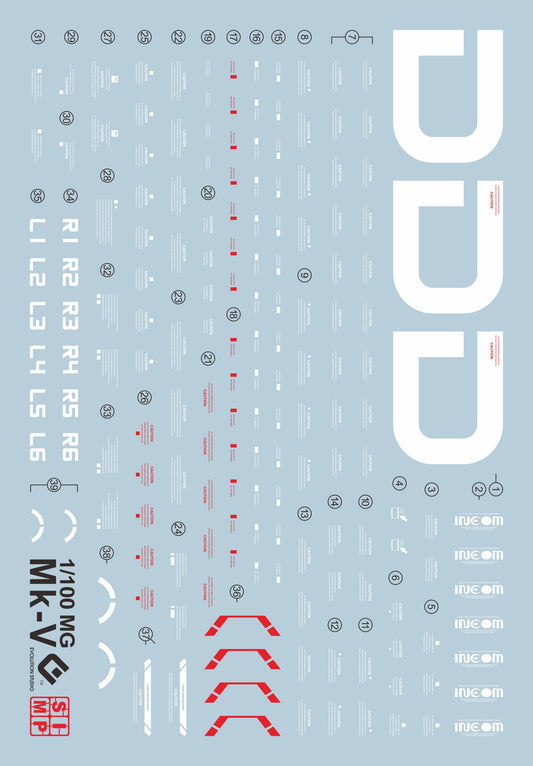 EVO MG Gundam Mk-V UV Water Decal